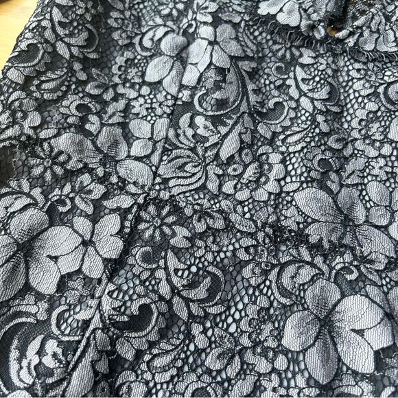 NWOT For Love and Lemons Theodora Black Gray Floral Lace Dress Large Wedding - Picture 9 of 12